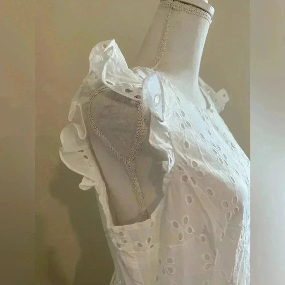 J. Crew -White Floral Eyelet Ruffle Midi Dress Size 12 NWT - Picture 5 of 15